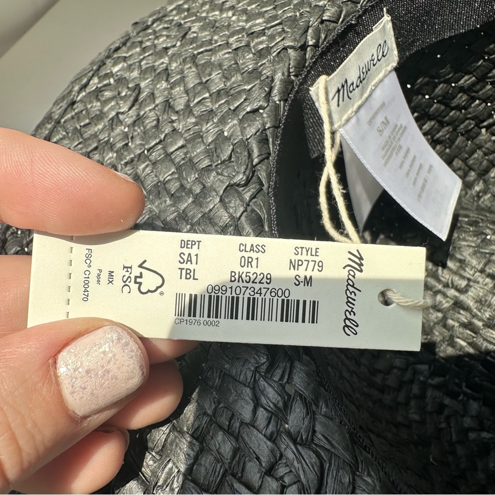 Madewell Black Braided Straw Fedora Hat - Picture 6 of 7